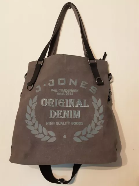 Ekavale Große Canvas Damen Handtasche Shopper Grau Top Nie Genutzt