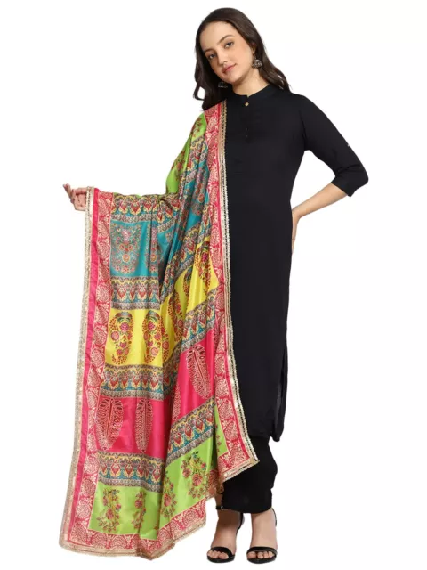 Indian Fancy Scarf Long Stole Poly Silk Digital Print Soft Dupatta Free Shipping