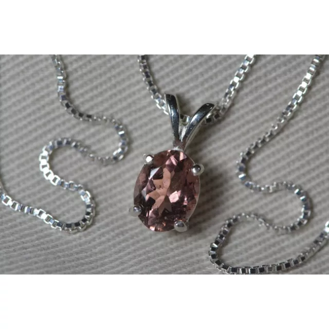 Certified Malaia Garnet Necklace 1.12 Ct Sterling Silver Malaya Pink Garnet MG6 2