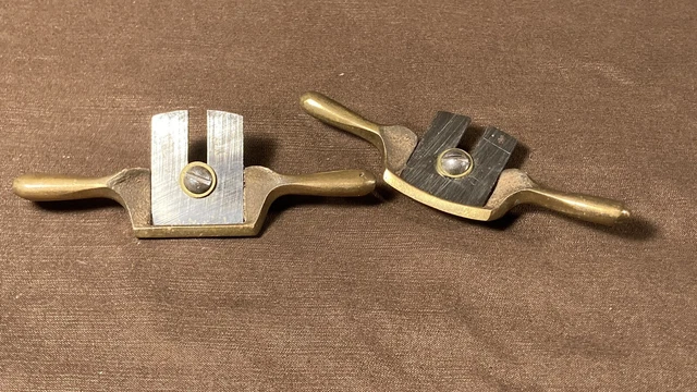 2 Vintage Bronze Spoke Shave Draw Knife Plane Small Detail Draw Knife Tool 2