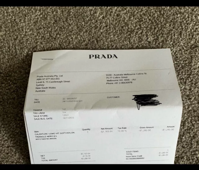 Prada Gift Voucher - $1,280 Value Prada Gift Voucher - $1,280 Value