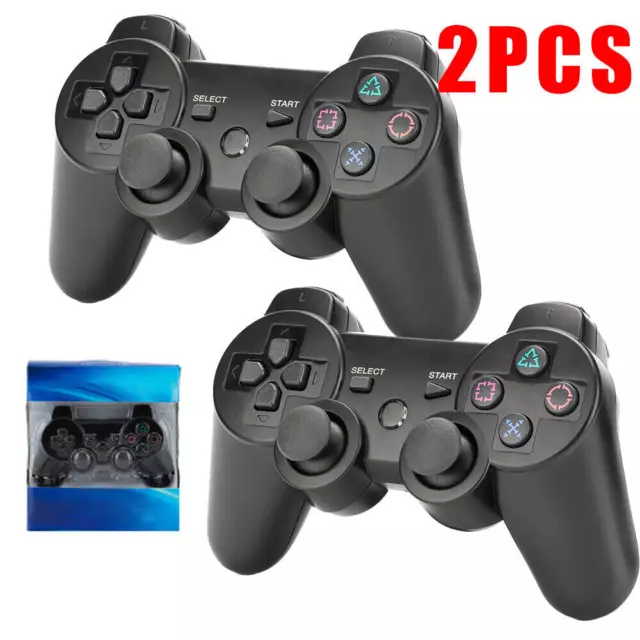 2x Black Wireless Bluetooth Video Game Controller Pad For Sony PS3 Playstation 3