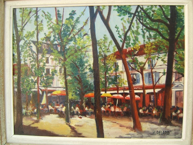 Tableau Huile Paris Montmartre Place Du Tertre - Peinture Signée Jumeaux Jean Pierre
