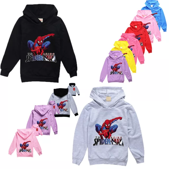 Spider-Man Kinder Hoodies Top Jungen Mädchen Sport Kapuzenpulli 3-13 Jahre