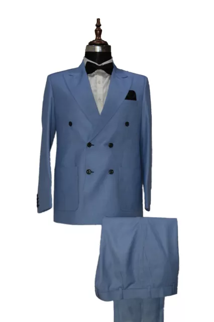 Hommes Bleu Ciel Costumes Créateur Mariage Élégant Décontracté Dîner (Manteau +