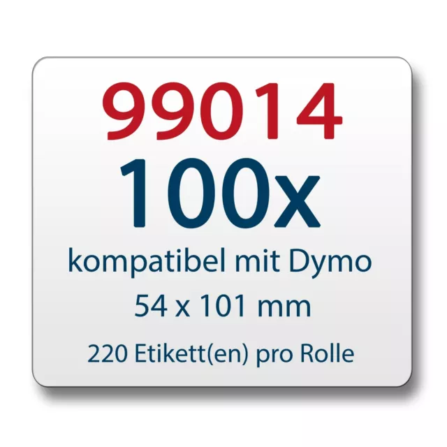 100x Etiqueta compatible con Dymo 99014 54 x 101 mm 220 etiquetas por rollo 2