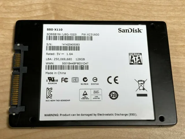 SanDisk 2.5" X110 128GB/ 120gb intel SATA III Solid State Drive (SSD)  laptop