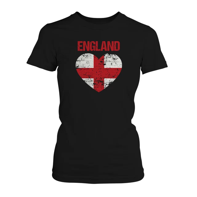 England Herz Flagge Damen T-Shirt Fan Shirt Fußball Trikot WM Weltmeisterschaft