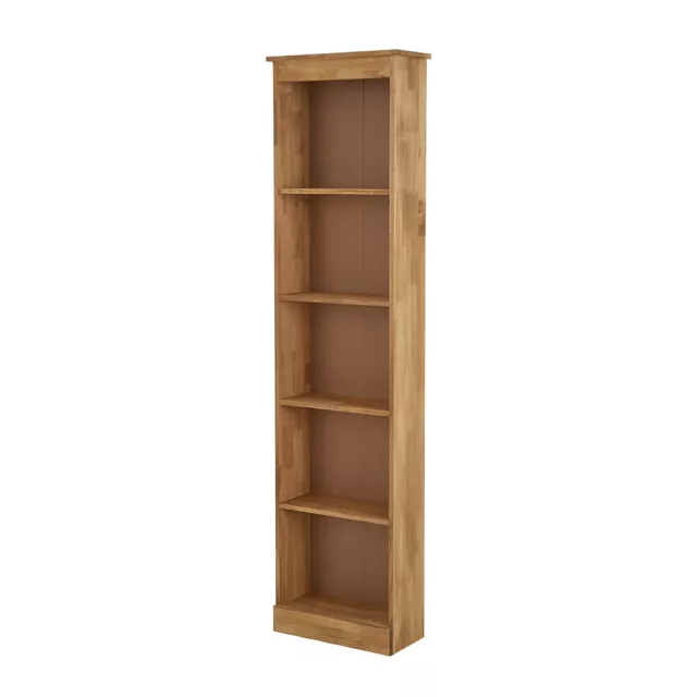 Solid Pine Tall Slim Bookcase Wooden Narrow 5 Shelves Book Shelf Display Unit UK