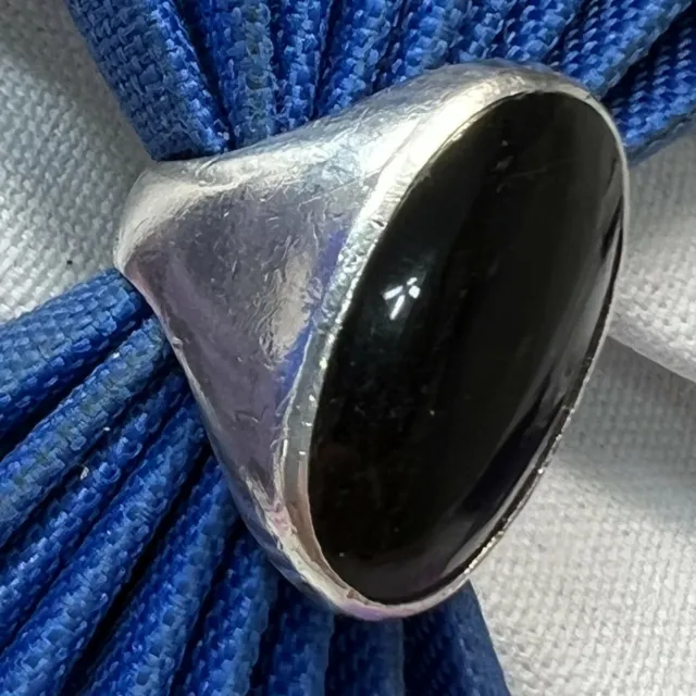 Vintage Men's Onyx 0.925 Sterling Silver 1 1/4" N to S band Unisex Ring Size 9