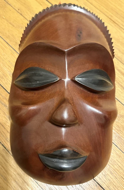 MID CENTURY ERA  Hand Carved Wooden Tribal African Art Face Mask LARGE 13”