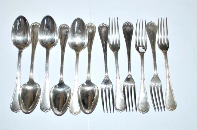 CHRISTOFLE MODÈLE SPATOURS 6 x Fourchette Cuillère a Soupe Couvert