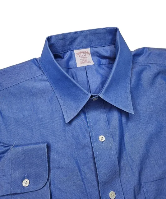 Brooks Brothers Madison Non Iron Pinpoint Blue Cotton Dress Shirt 17.5 - 35