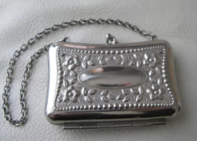 Antique Art Deco Silver Coin Holder Purse Powder Lipstick Compact 1921 #2