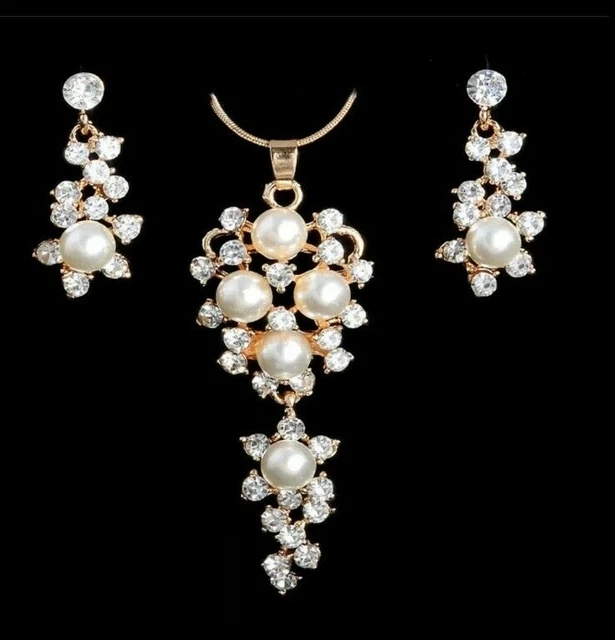 2Tlg. Schmuck Set, Kette mit Anhänger-Ohrringe, Vergoldet NEU