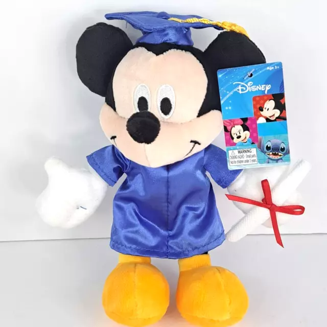 DISNEY MICKEY MOUSE Graduation Plush 6 Inch Blue Cap and Gown with