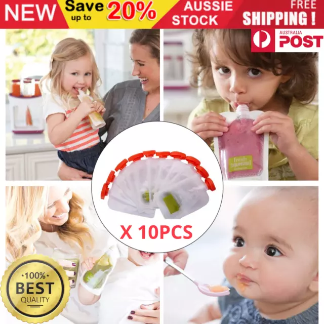 Baby Infant Feeding Puree Smoothie Reusable Squeeze Food Safe Pouches BPA Free