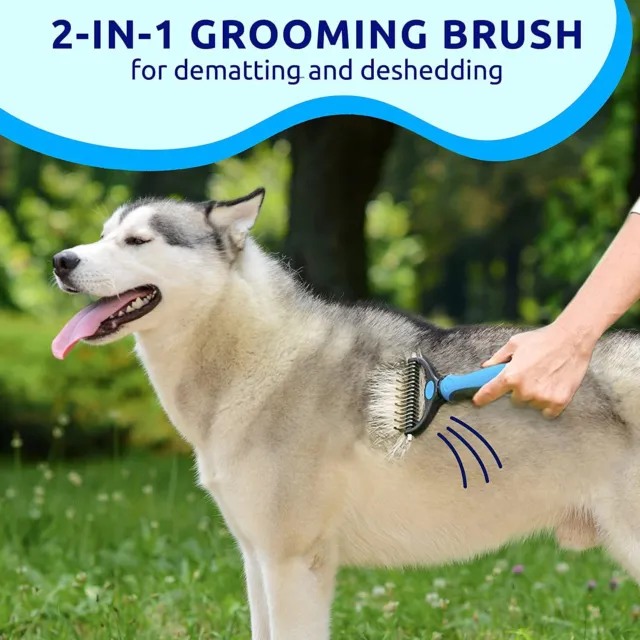 Brush Pet Dog Cat Grooming Hair Comb Remover Tool Fur Undercoat Rake Double-Side 3