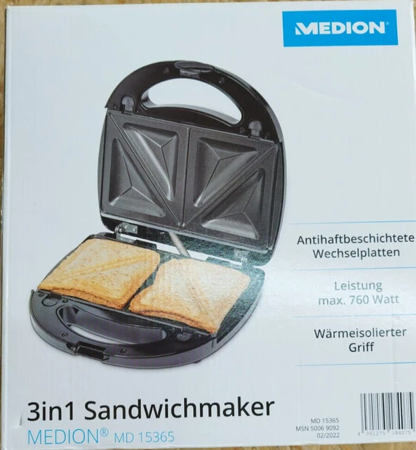 3in1 Sandwichmaker Panini Wechselplatten Sandwichtoaster Verpackungsschaden