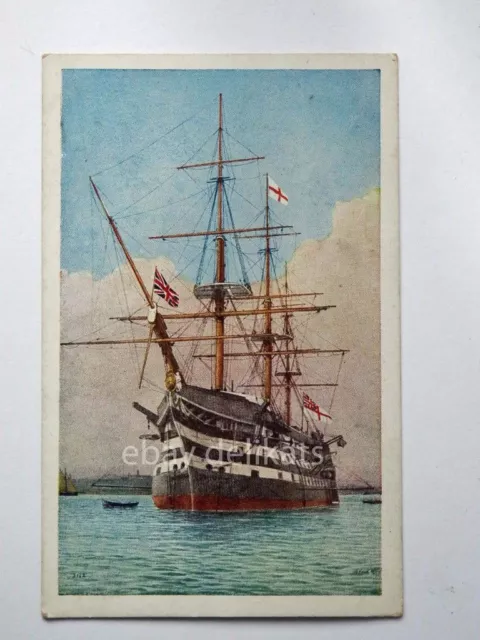 SHIP HMS THE VICTORY Portsmouth Royal Navy Sailboat Old Postcard 1106