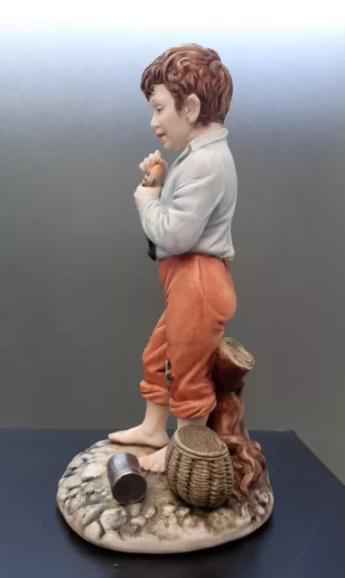 Vintage Capodimonte Fishing Boy Porcelain Figurine Signed Defendi Italy Hgt 7.5" 3