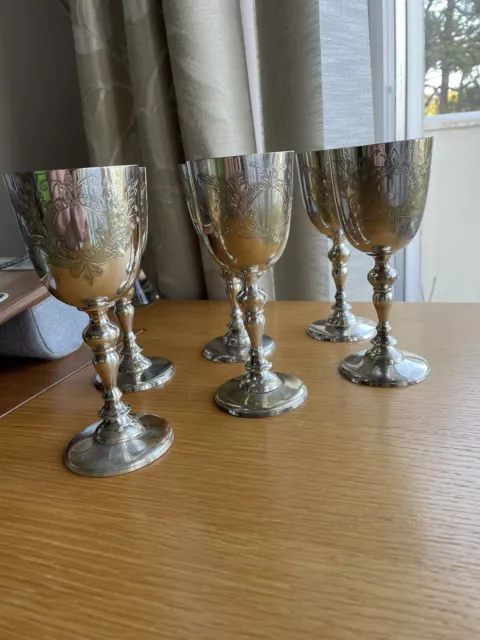 Vintage 1970s Silver Plate Wine Goblets 7"" High ( 18cm) Sold Individually