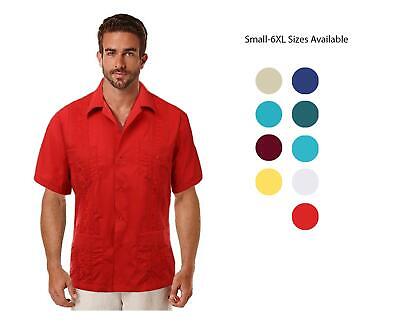 Maximos Men's Guayabera Cuban Summer Short Sleeve Button-Up Casual Dress Shirt