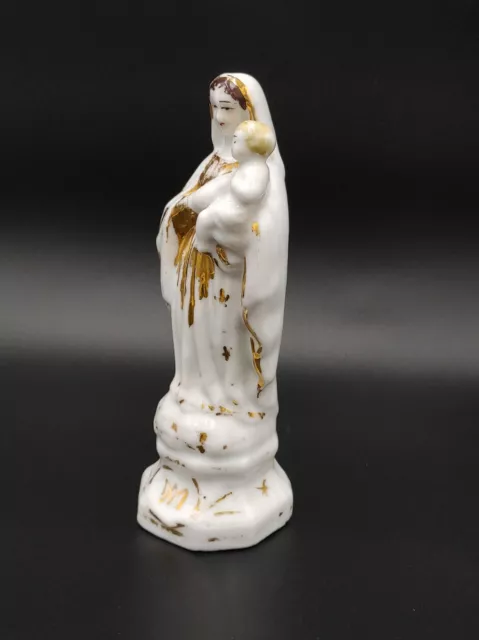 Porcelain  Antique France Mary Virgin Jesus Statue Figure Paris Child Religious