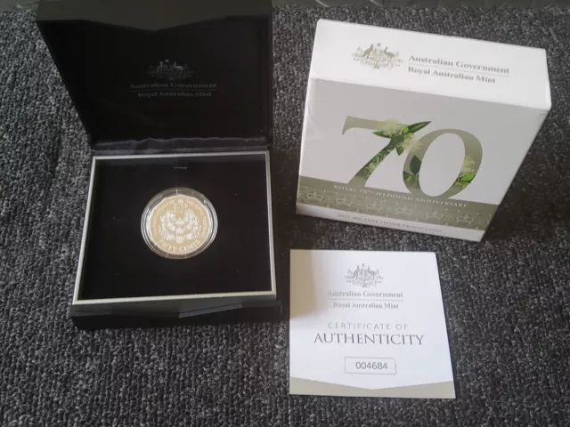 70th Anniversary Royal Wedding, Austrailian Mint 50c Fine Silver Proof Coin