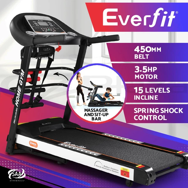 Everfit electric treadmill 450mm 18kmh 3.5 hp auto incline home gym run exercise machine hotsell fitness dumbbell massager sit up bar