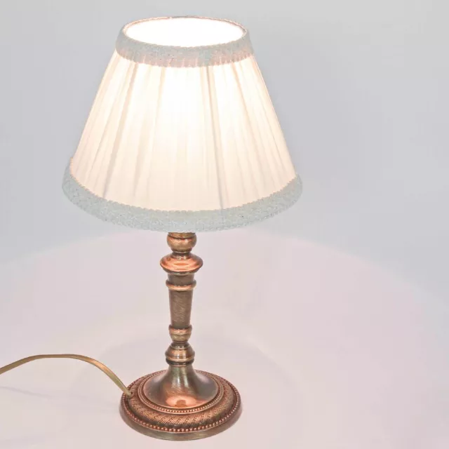 Jugendstil Tischleuchte Mit Stoffschirm Messing Premiumqualität Nachttischlampe