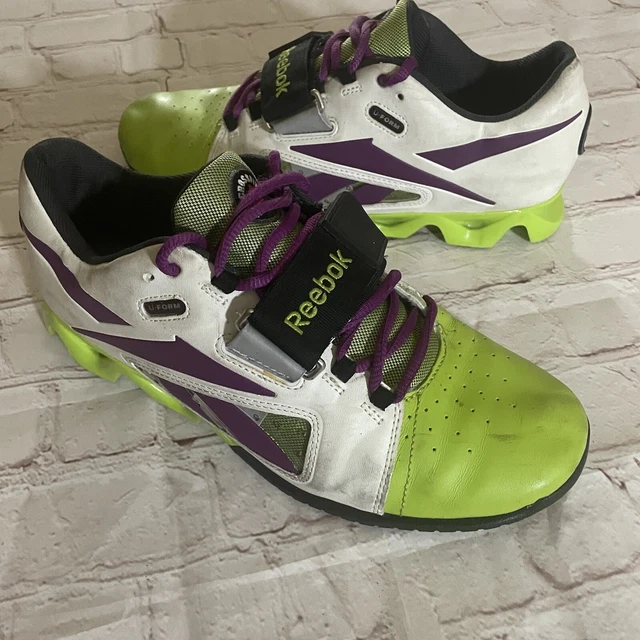 Reebok Weight Lifting U-Form White Green Shoes CrossFit Olympic Size 10
