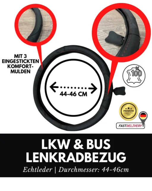 Lenkradbezug für LKWs und Busse Lenkradhülle Lenkradschoner ECHTLEDER 44-46cm
