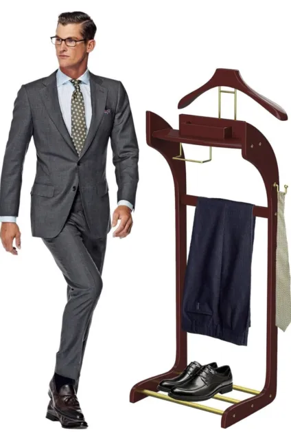 Clothes Valet Stand, Men and Women Floor Standing Clothes Valet, Suit Hanger