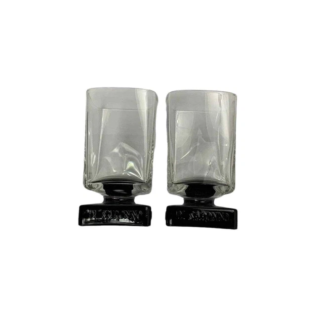 DiSaronno Black Amethyst Square Foot Rocks Cordial Bar Cocktail Glasses Lot Of 2