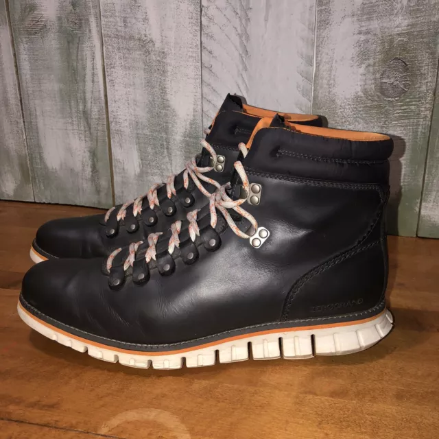 COLE HAAN ZEROGRAND Hiking Men's Boots Size 10.5 Black Leather Lace Up ...