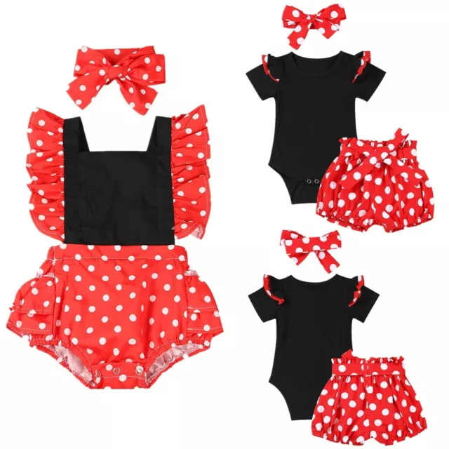 Summer Newborn Baby Girl Romper Ruffled Dress Polka Dot Outfit Birthday Clothes