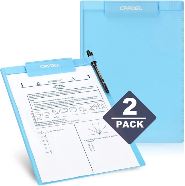 2 Pack  Clipboards, Clip Boards, Plastic Clipboard with Pen Holder and Lo