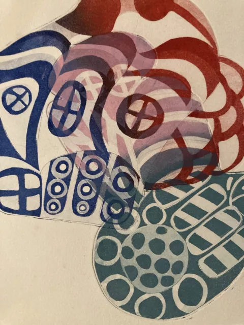 Très belle, gravure sur papier abstrait, abstraction à identifier fleur 1970