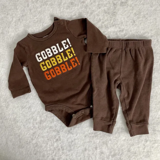 Carters Boy/Girl First Thanksgiving Gobble Bodysuit & Pants Sz 3mos