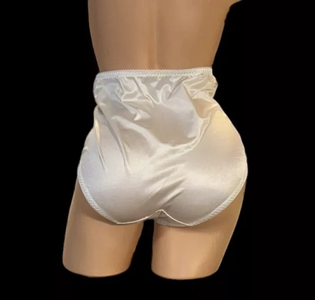 Vassarette White Shiny Satin Nylon Shaper Panties Womens XL