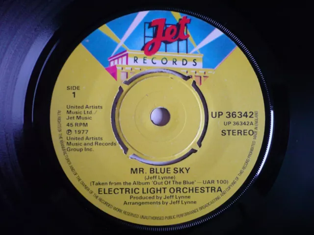 ELO Electric Light Orchestra Mr. Blue Sky 7" Vinyl UK 1977 Jet 1st Press Single