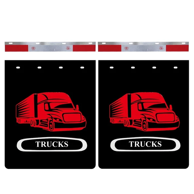 24" Mud Flaps and Reflector Strips for Semi-truck Trailer Heavy-duty Truck 2 Set