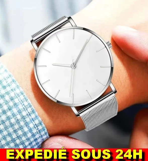 MONTRE HOMME QUARTZ Automatique Sport Homme Bracelet Maille Cuir Metal Acier EUR 48,23 - FR