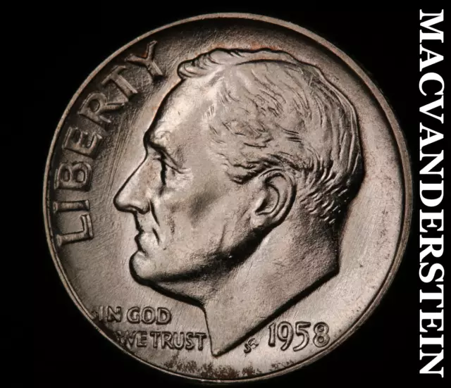 1958-D Roosevelt Dime - Choice Gem Brilliant Uncirculated  Lustrous  #U3072