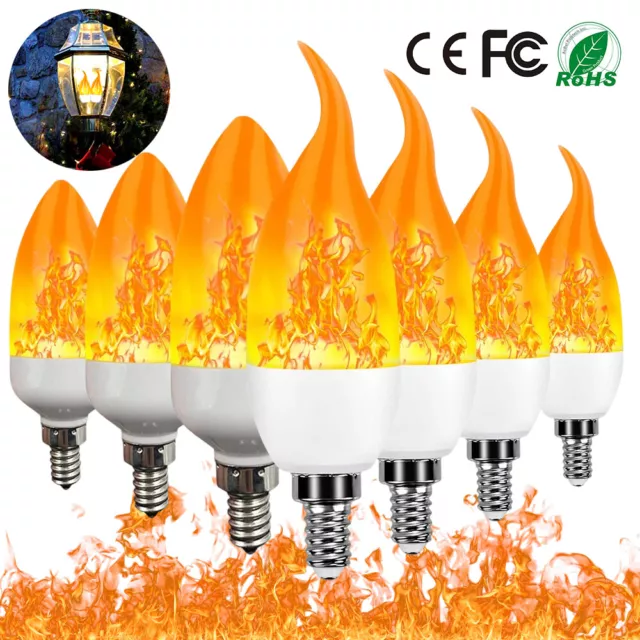 E14 LED Feuer Lampe Licht Fackel Flammeneffekt Flamme Glühbirne Flacker Birnen