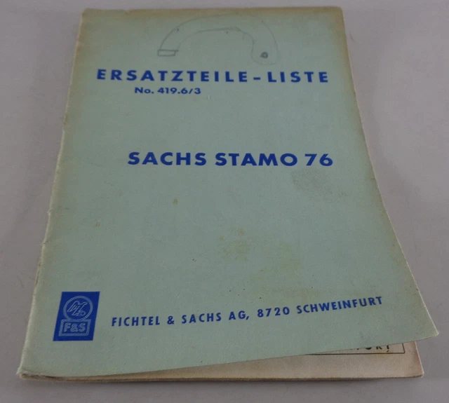 PARTS CATALOG/SPARE PARTS List Sachs Motor Stamo 76 Stand 03/1964 £31.
