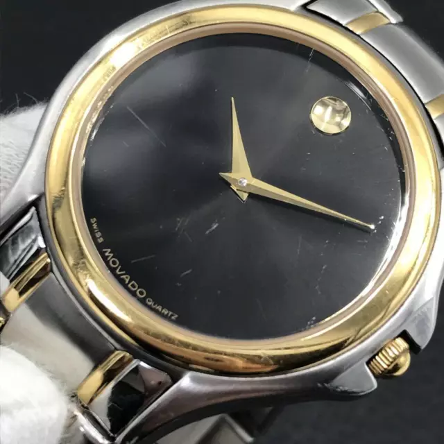MOVADO Museum Men's Wristwatch Quartz 81-E4-0863 Silver & Gold Black Dial 35mm