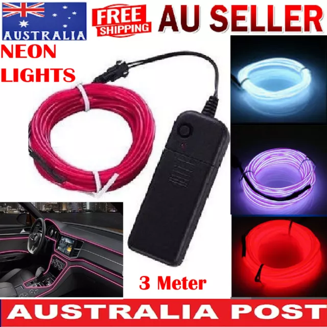 New Car 12V LED NEON Lights Soft Flexible Wire Rope String Tube Strip Decor AUS 2