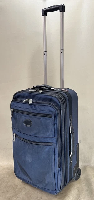 Kirkland Signature 22” Upright Carry On Expandable Wheeled Suitcase Navy Blue
